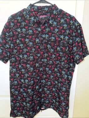 Men's Retro Rifle Black Tropical Print Short-Sleeve Shirt